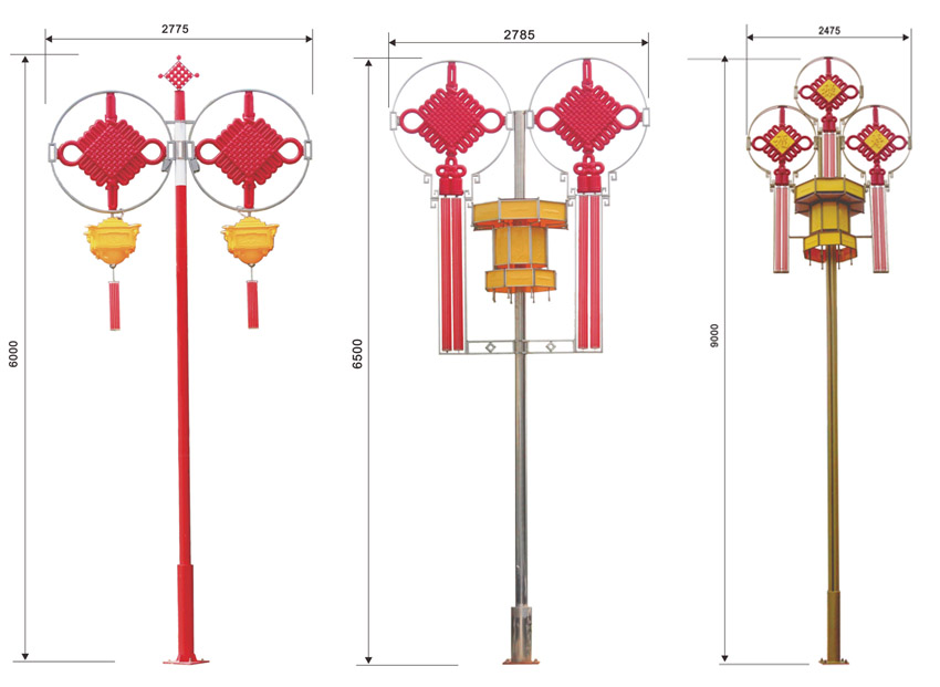 6米、9米高立桿中國(guó)結(jié)燈宮燈尺寸圖